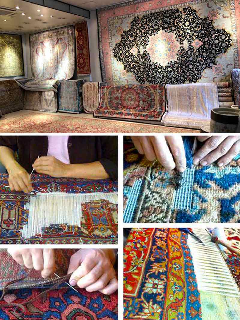 TAPIS BELPARSIA  - vente, restauration et nettoyage de tapis en Belgique - Mr BARNABEAU :   Restauration et conservation de tapis anciens. Réparation des franges de tapis. Réparation des lisières de tapis. Traitement des trames de tapis. Relainage de tapis. Raviement des couleurs de tapis. Traitement des mites de tapis. Dépoussiérage et dessablage de tapis. La Nettoyage artisanale à l’ancienne exclusivement à la main : lavage, nettoyage de tapis. Réfection de siège, fauteuil, canapé … Intervention en Belgique